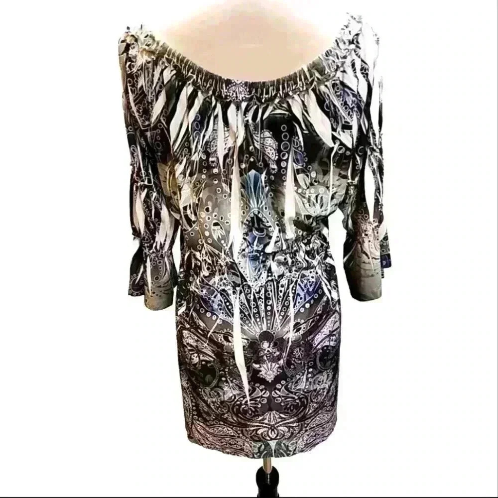 816 One World "Live and Let Live" Boho Embellished Tunic Top - Picture 2 of 3
